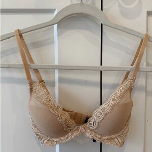Natori Feathers Lace Trimmed Tan Bra